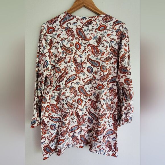 Lands' End Paisley Print Quarter Button Down Women's Top Size XL /18 - Picture 10 of 10